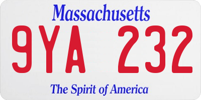 MA license plate 9YA232