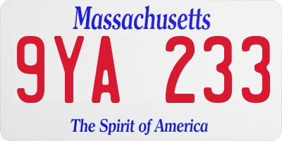 MA license plate 9YA233