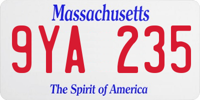 MA license plate 9YA235