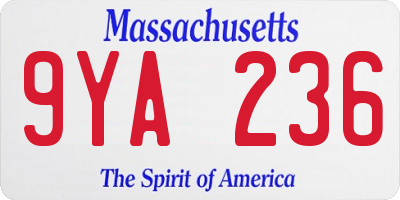 MA license plate 9YA236