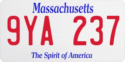 MA license plate 9YA237
