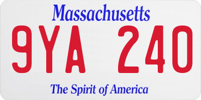 MA license plate 9YA240