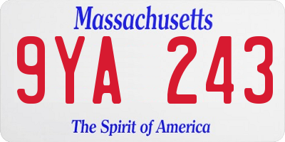 MA license plate 9YA243