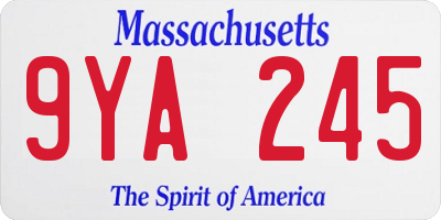 MA license plate 9YA245