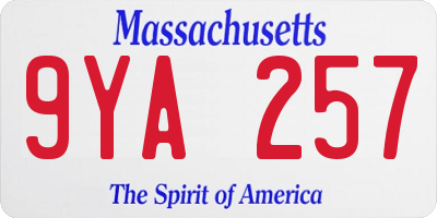 MA license plate 9YA257