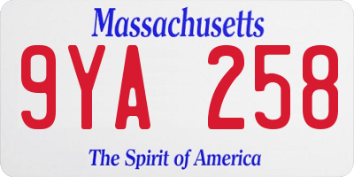 MA license plate 9YA258