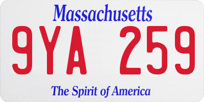 MA license plate 9YA259