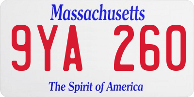 MA license plate 9YA260