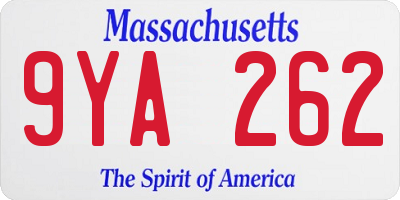 MA license plate 9YA262