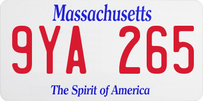 MA license plate 9YA265