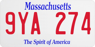 MA license plate 9YA274