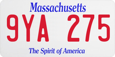 MA license plate 9YA275