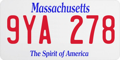 MA license plate 9YA278