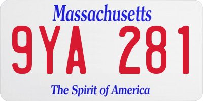 MA license plate 9YA281