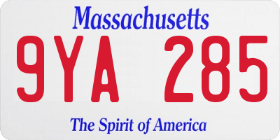 MA license plate 9YA285