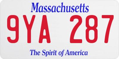 MA license plate 9YA287