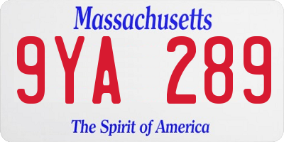 MA license plate 9YA289