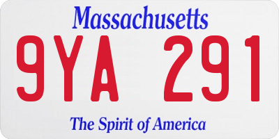 MA license plate 9YA291