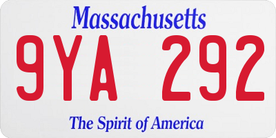 MA license plate 9YA292