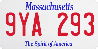 MA license plate 9YA293