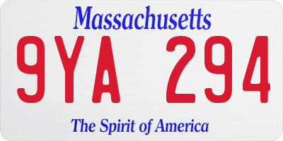 MA license plate 9YA294