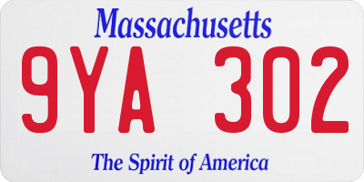 MA license plate 9YA302