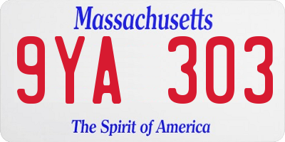 MA license plate 9YA303