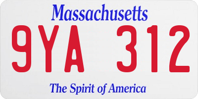 MA license plate 9YA312
