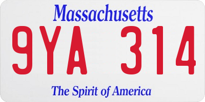 MA license plate 9YA314