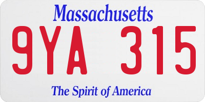 MA license plate 9YA315