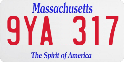 MA license plate 9YA317