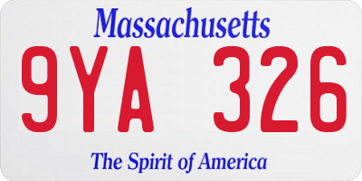 MA license plate 9YA326