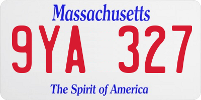 MA license plate 9YA327