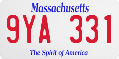 MA license plate 9YA331