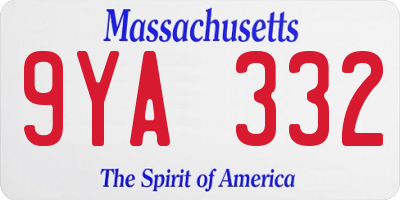MA license plate 9YA332