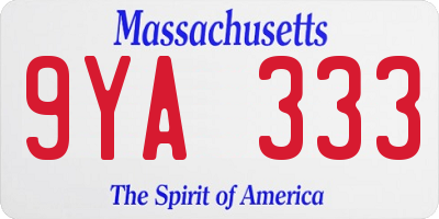 MA license plate 9YA333