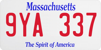 MA license plate 9YA337