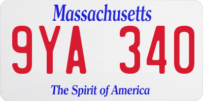 MA license plate 9YA340