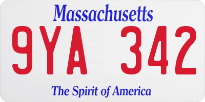 MA license plate 9YA342