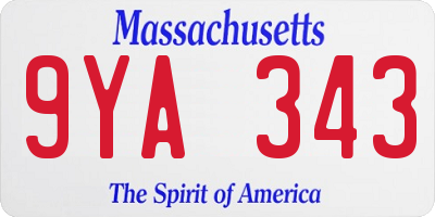 MA license plate 9YA343