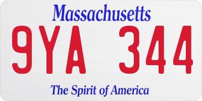 MA license plate 9YA344