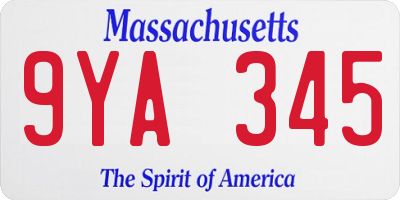 MA license plate 9YA345