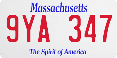 MA license plate 9YA347
