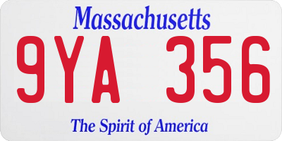 MA license plate 9YA356