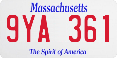MA license plate 9YA361