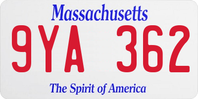MA license plate 9YA362