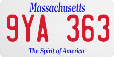 MA license plate 9YA363
