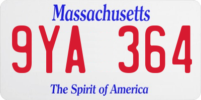MA license plate 9YA364