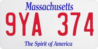 MA license plate 9YA374