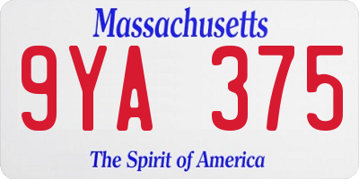 MA license plate 9YA375